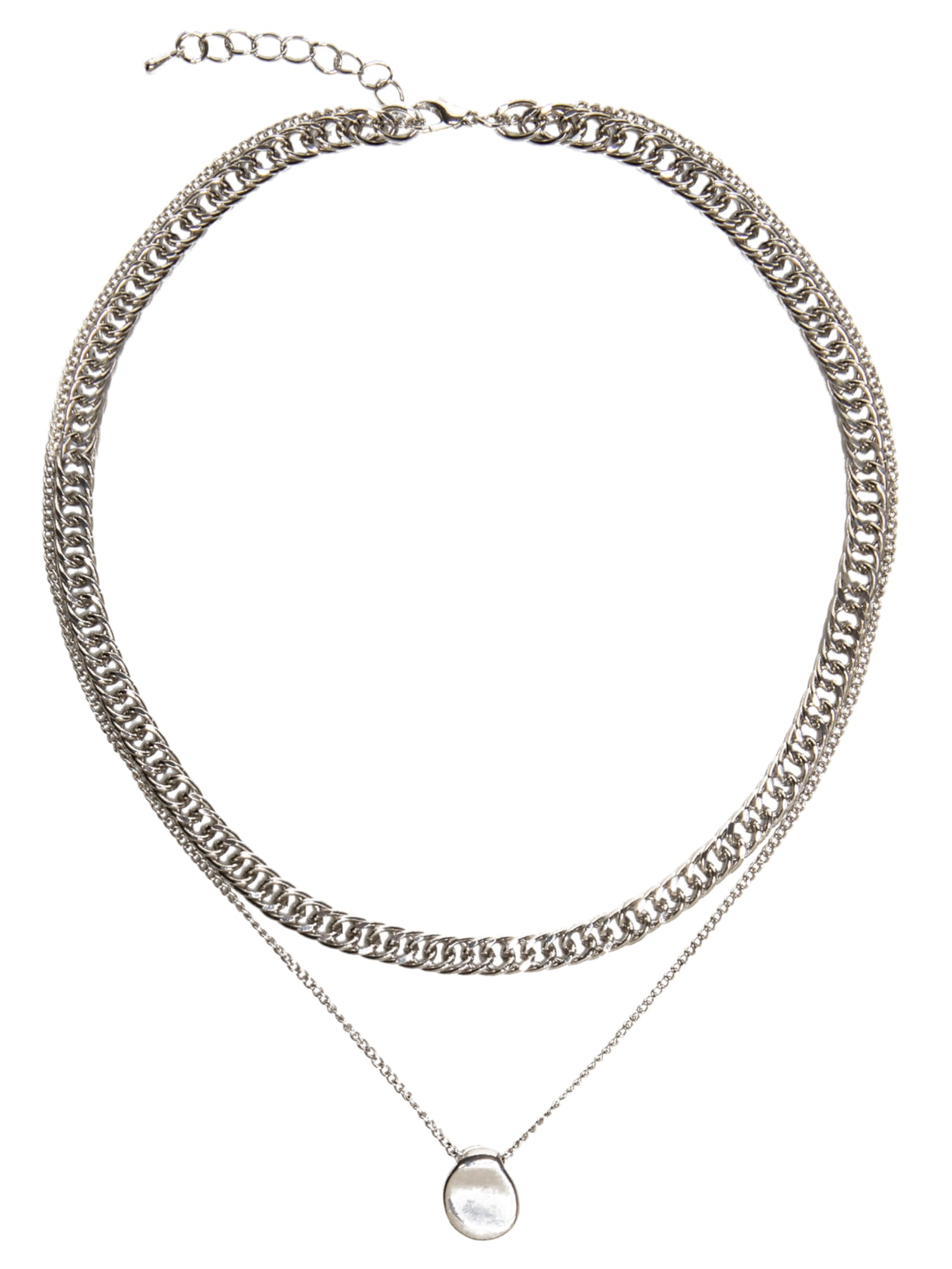 Colar Feminino Duplo Com Pingente - Prata