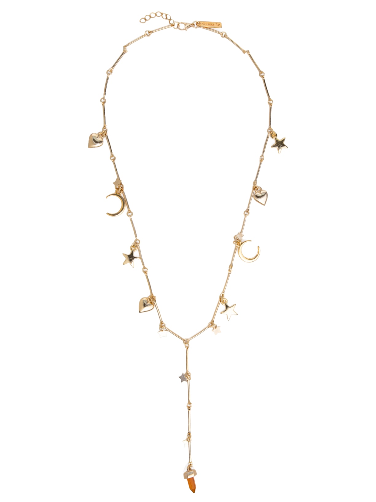 Colar Feminino Elementos Pedra Resina Dourado Dress To