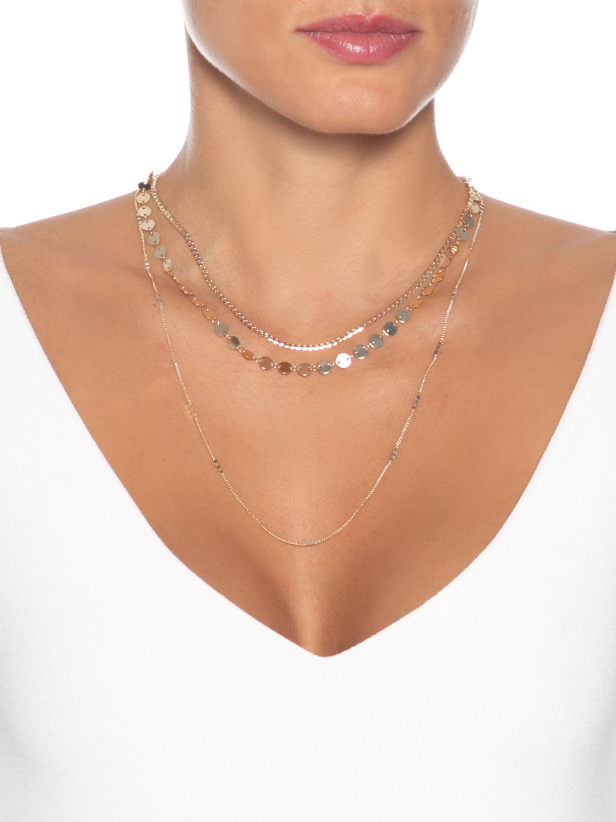 Colar Feminino Em Kit Trio Dourado Market 33