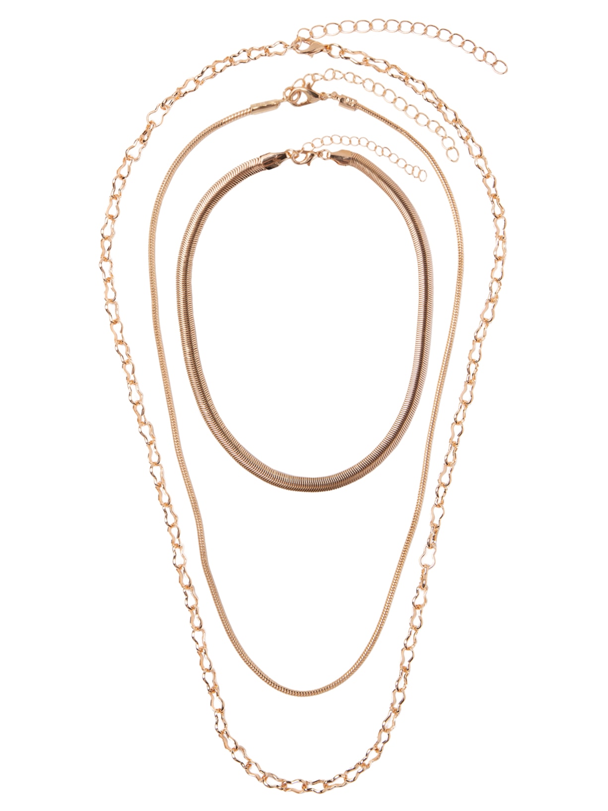 Colar Feminino Em Kit Trio Dourado Market 33