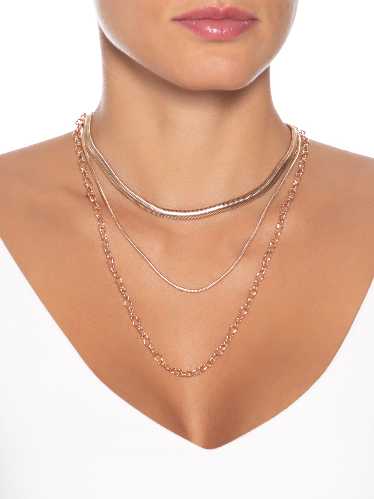 Colar Feminino Em Kit Trio Dourado Market 33