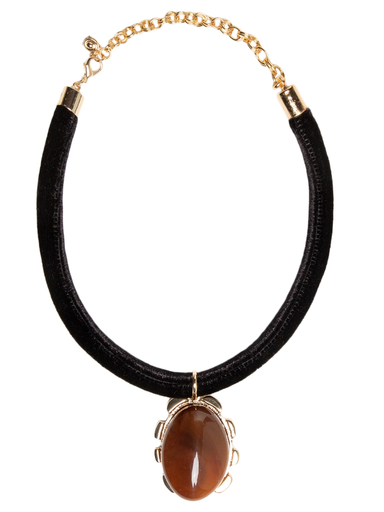 Colar Feminino Em Veludo Com Pingente Marrom '2Essential