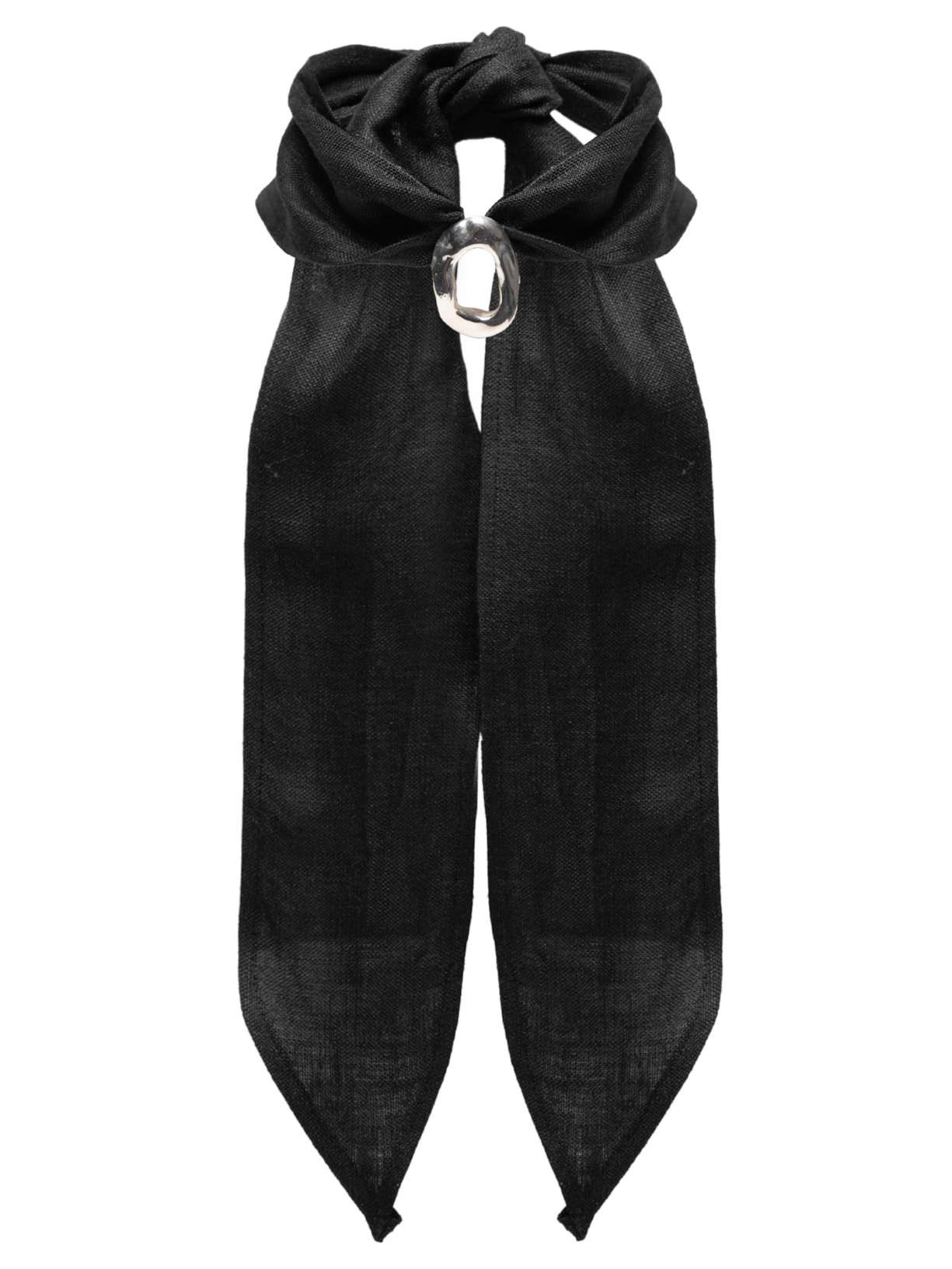 Colar Feminino Fenda Prateado Com Lenço - Preto