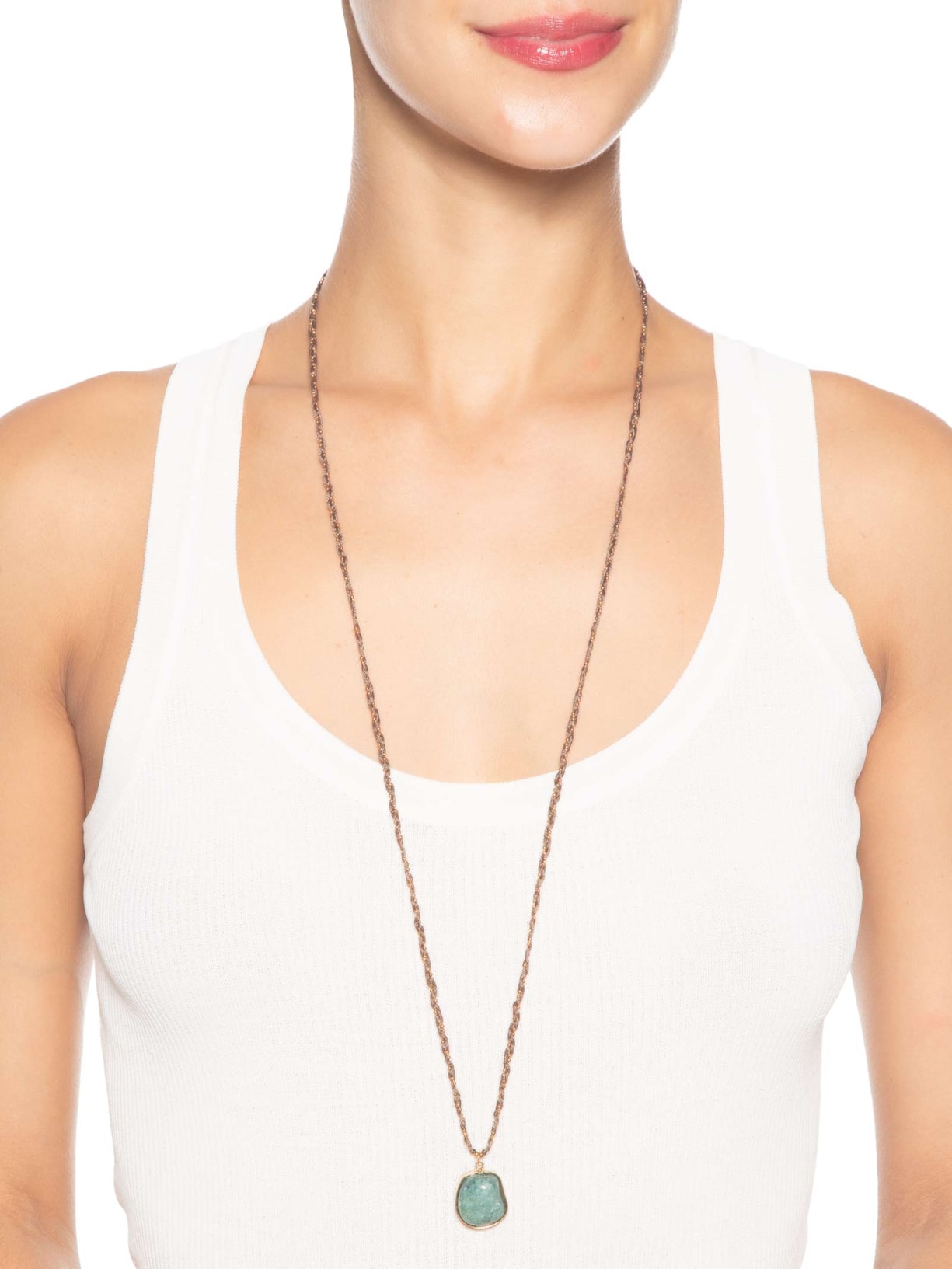 Colar Feminino Fio Pedra Quartzo Marrom Maria Filó