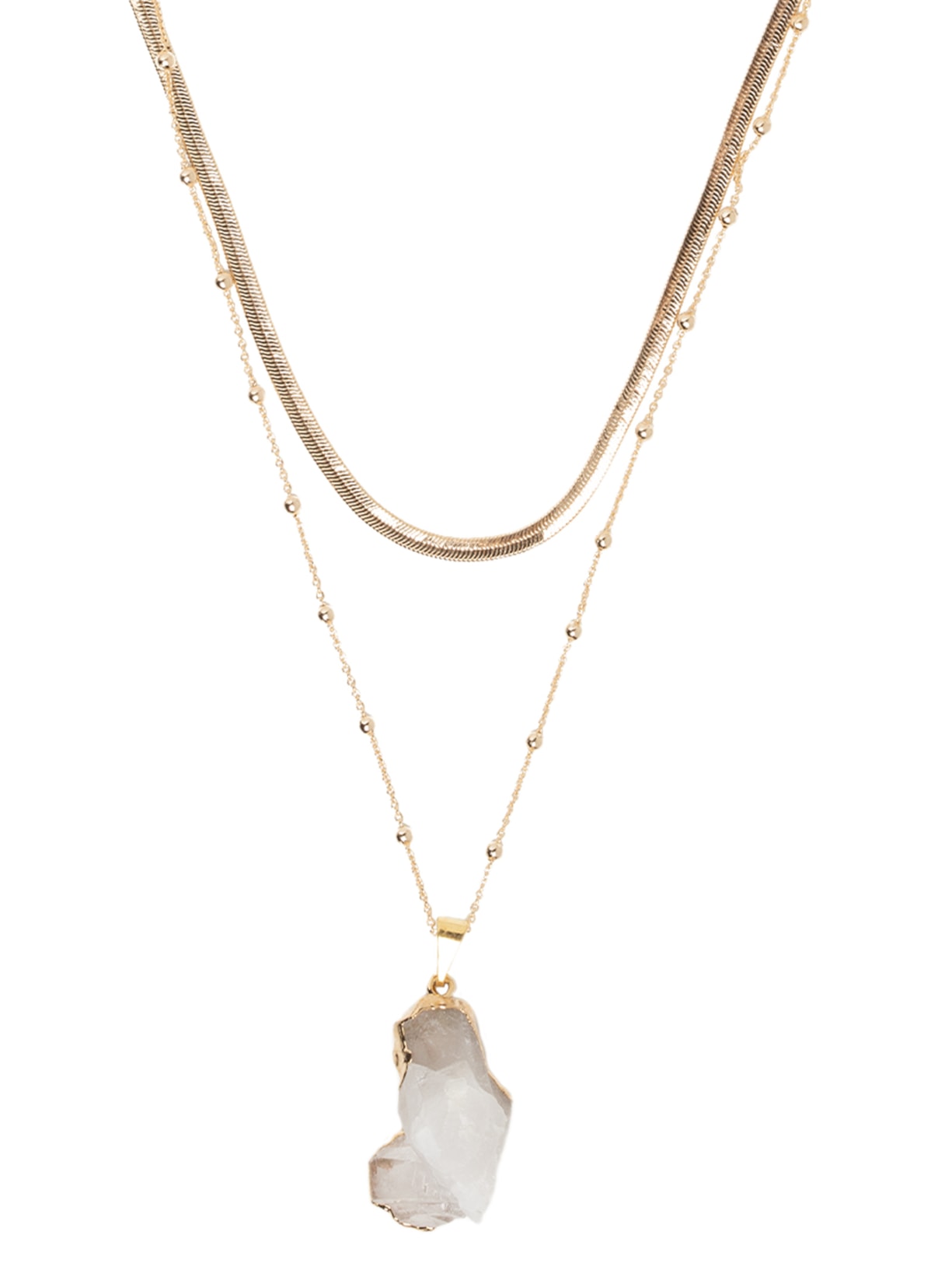 Colar Feminino Folheado Sobreposto Com Pingente Dourado Basiq