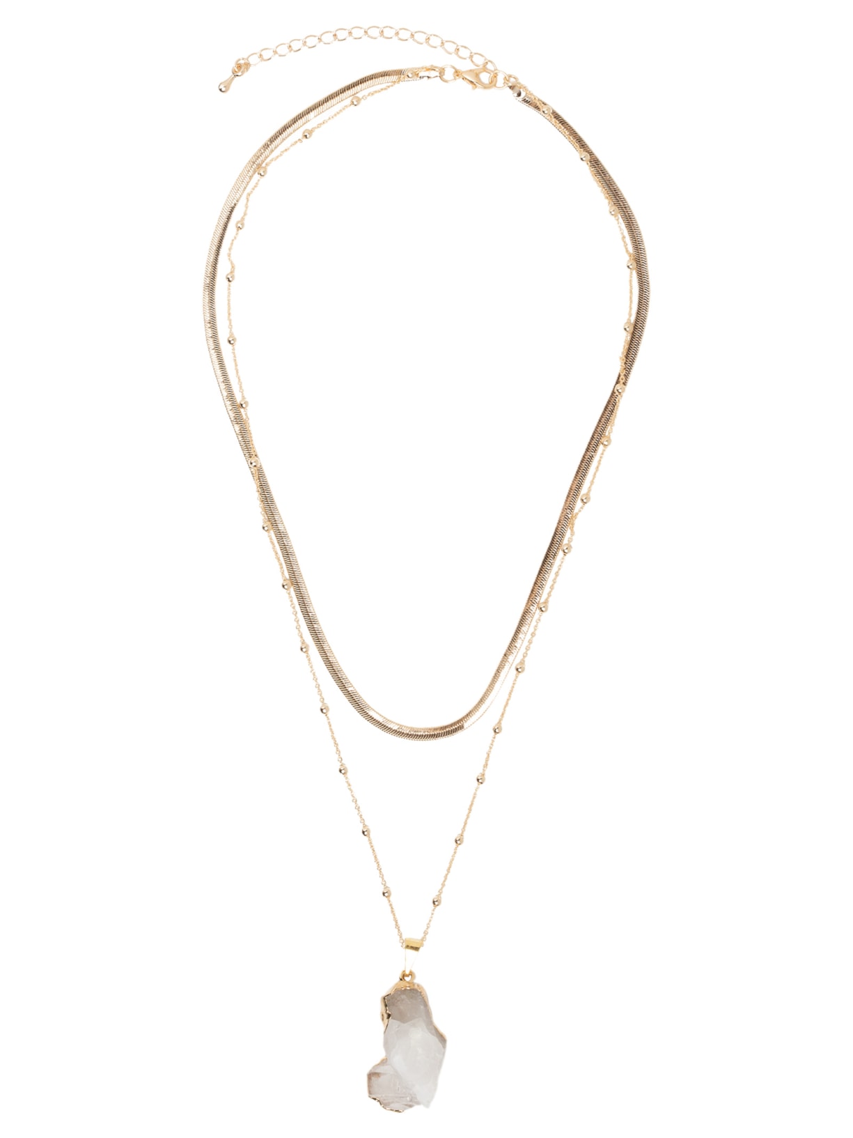 Colar Feminino Folheado Sobreposto Com Pingente Dourado Basiq