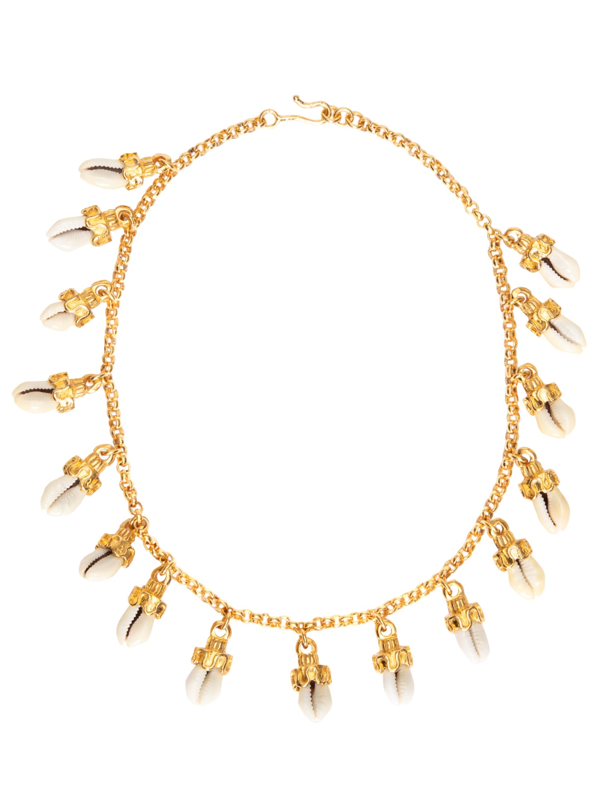Colar Feminino Gargantilha Corrente Búzios Pendurados - Dourado