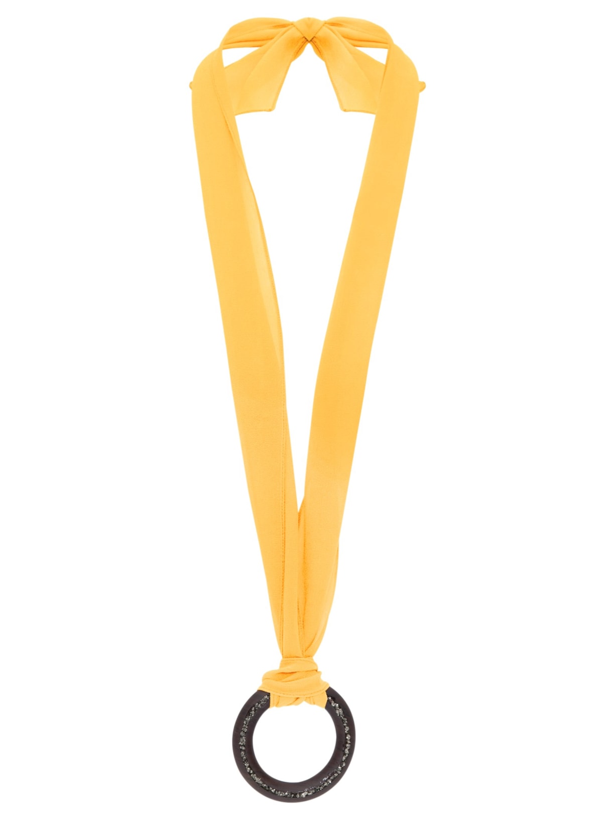 Colar Feminino Lenço De Seda C/ Argola - Amarelo
