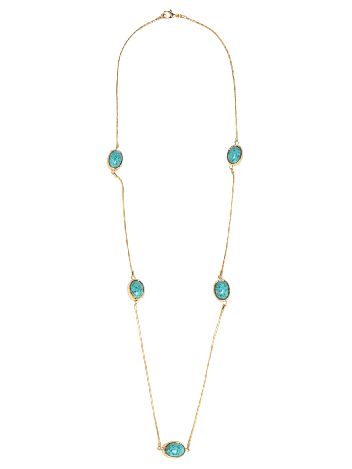 Colar Feminino Longo com Pedras Turquesas - Azul