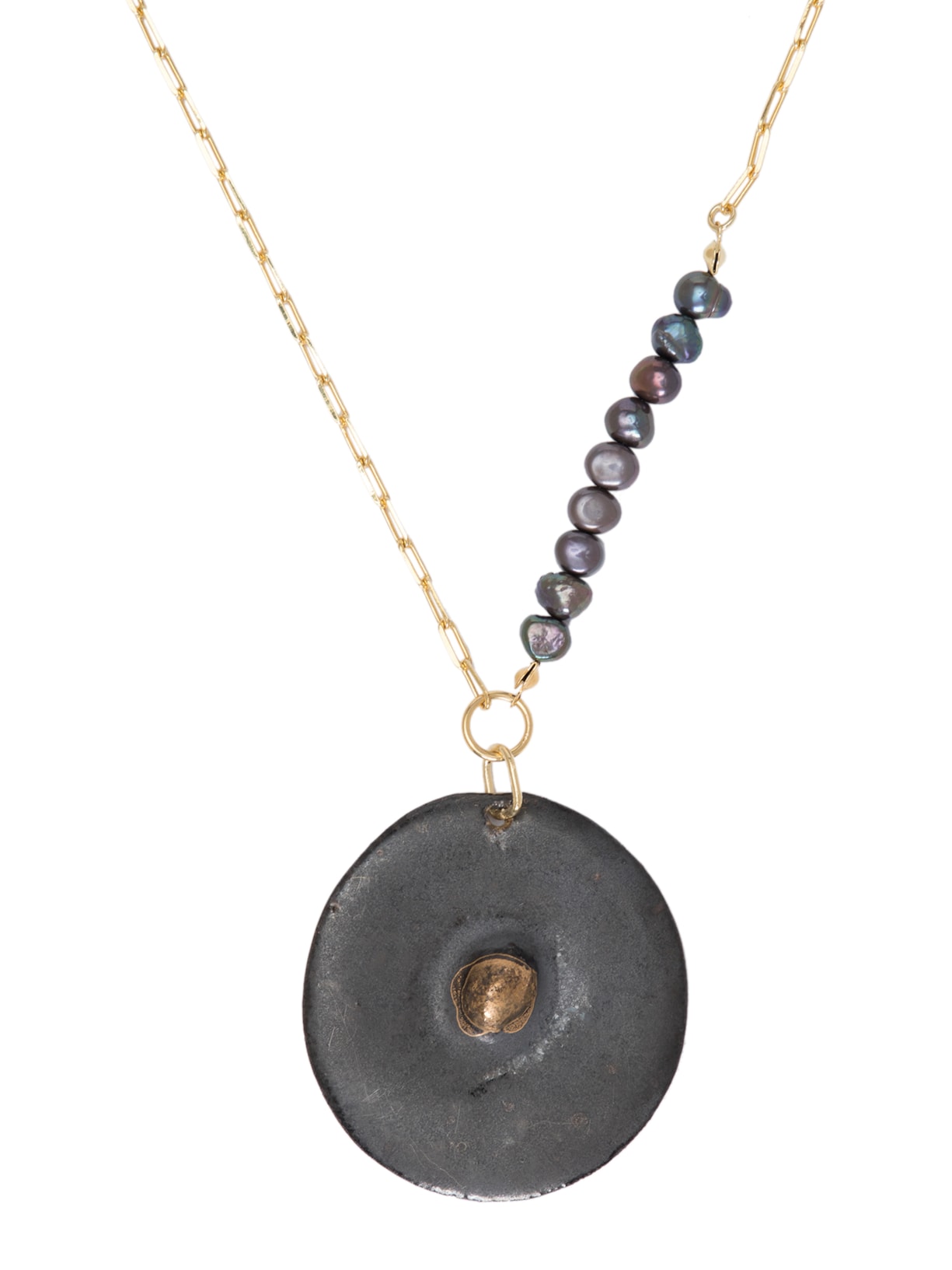 Colar Feminino Mamilo Cerâmica Perla Dourado Ímpar Ateliê