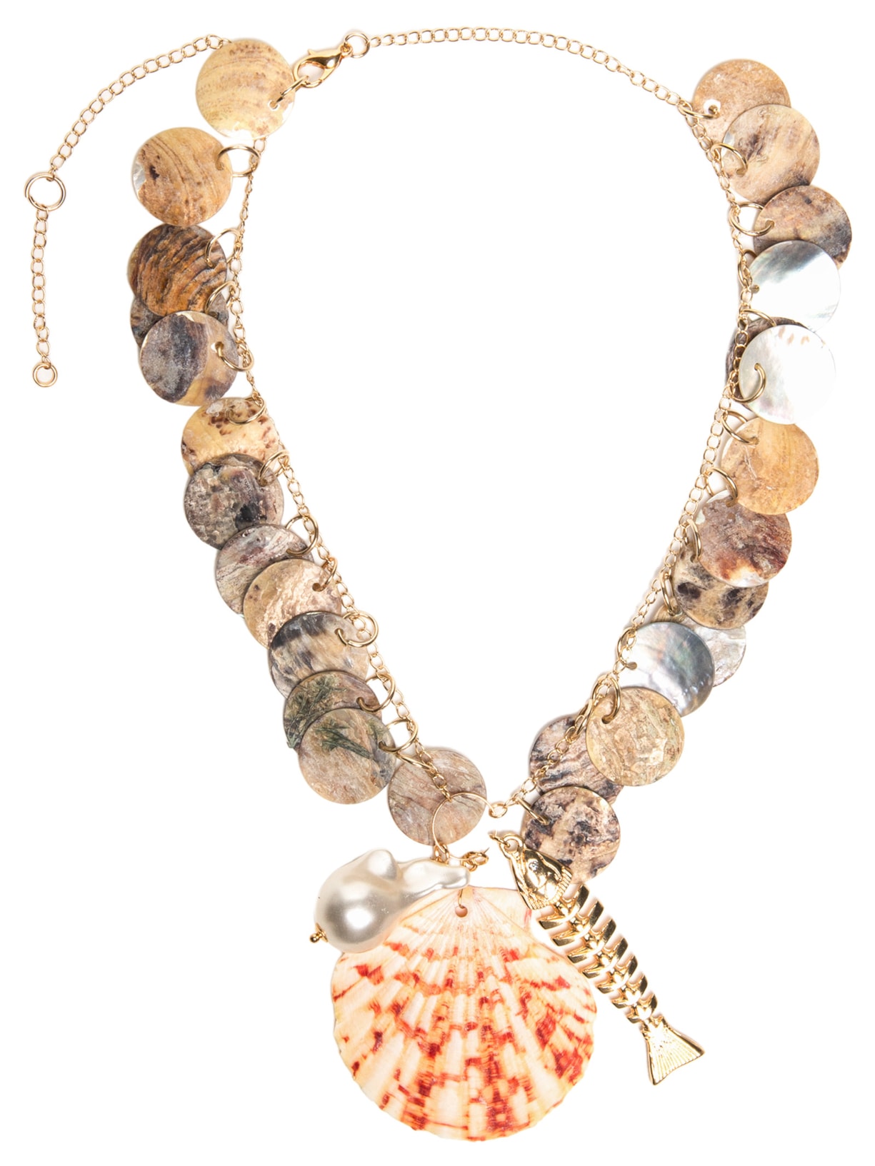 Colar Feminino Maxi Madrepérola + Concha - Bege