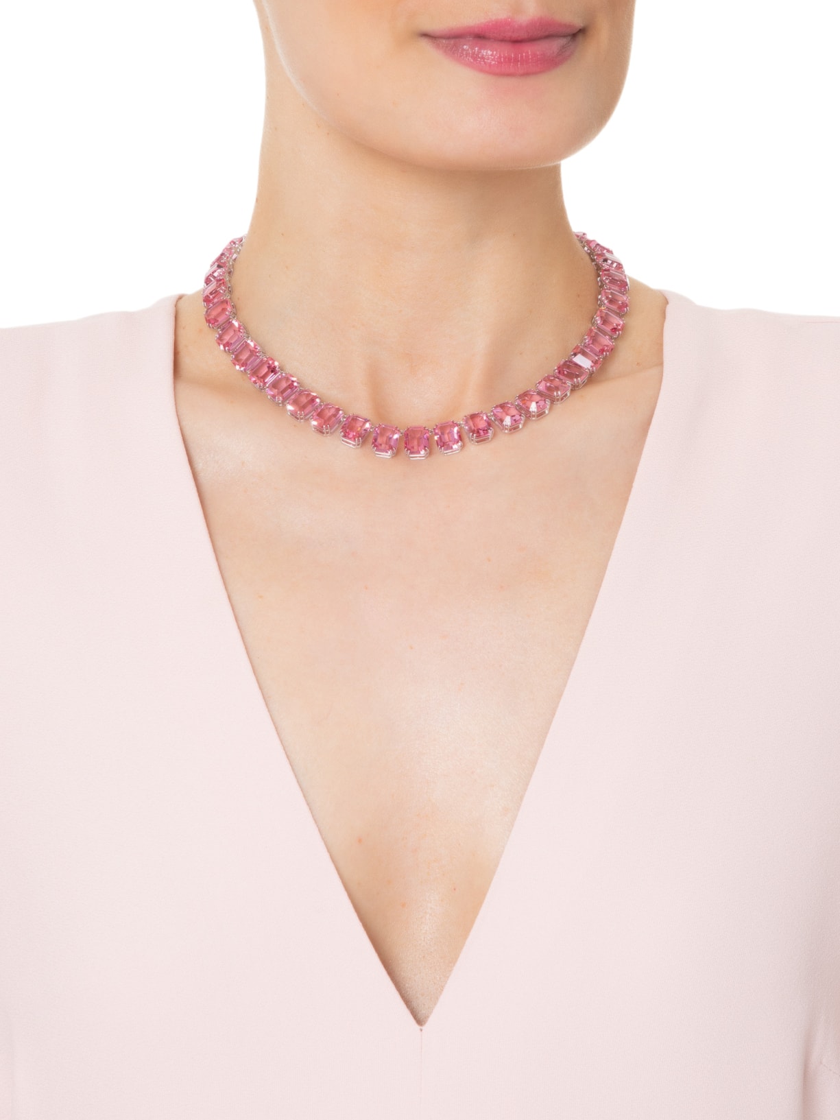 Colar Feminino Millenia Octógono Rosa Swarovski