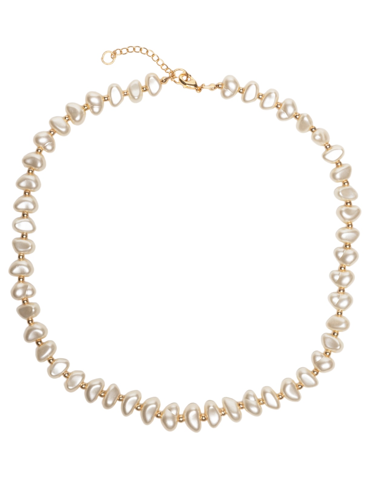 Colar Feminino Pérola Resina e Bolinha - Off White