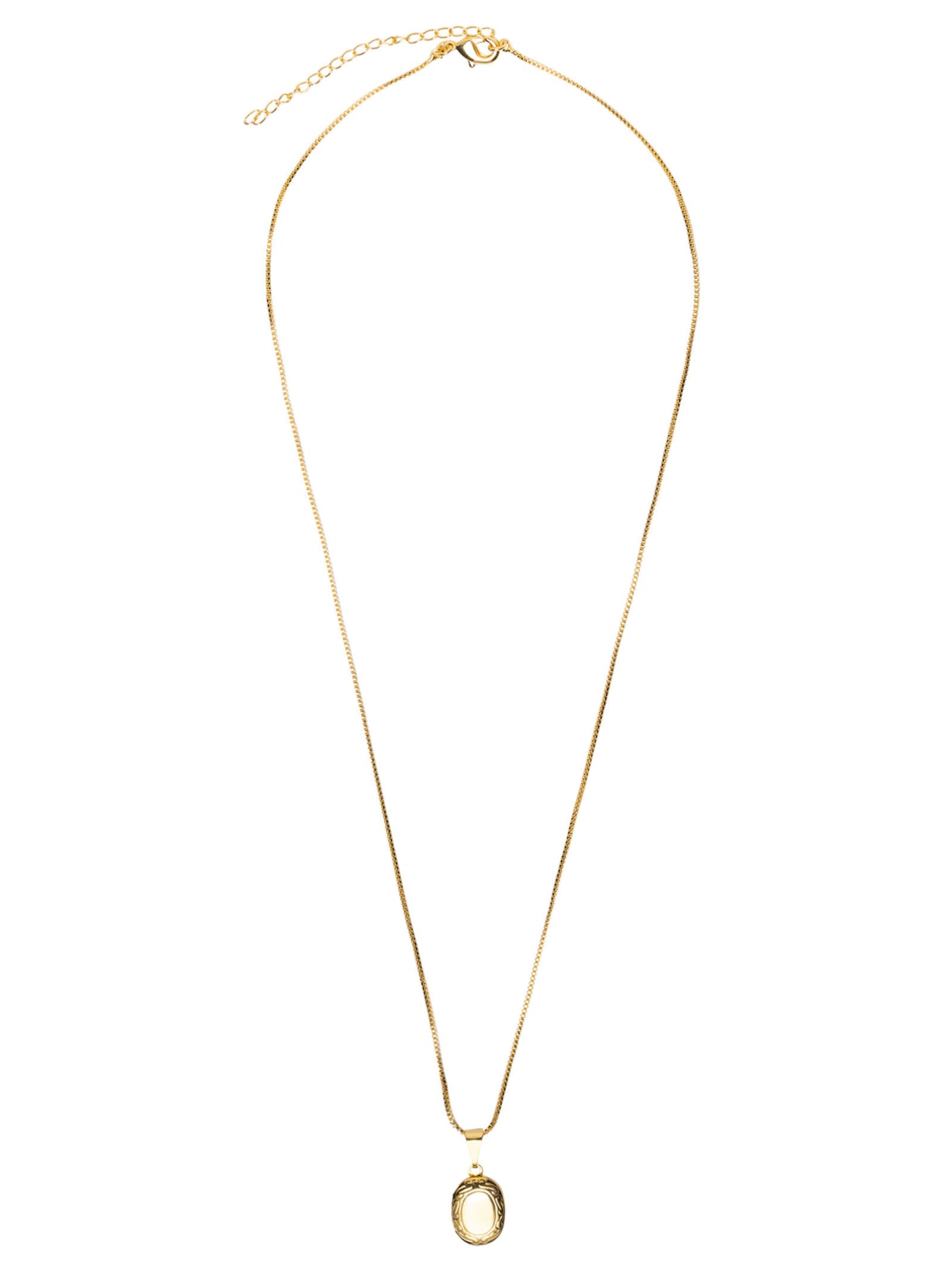 Colar Feminino Relicário Pequeno Oval Com Detalhe - Dourado