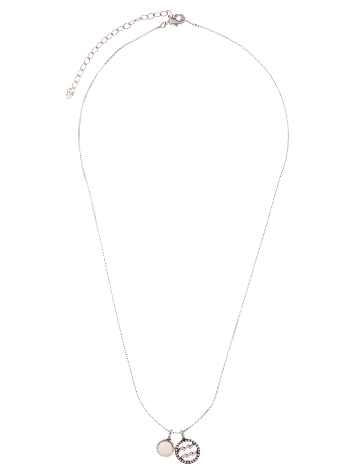 Colar Feminino Signo Aquário Com Pedra Amazonita Bege Folheado A Prata - Prata