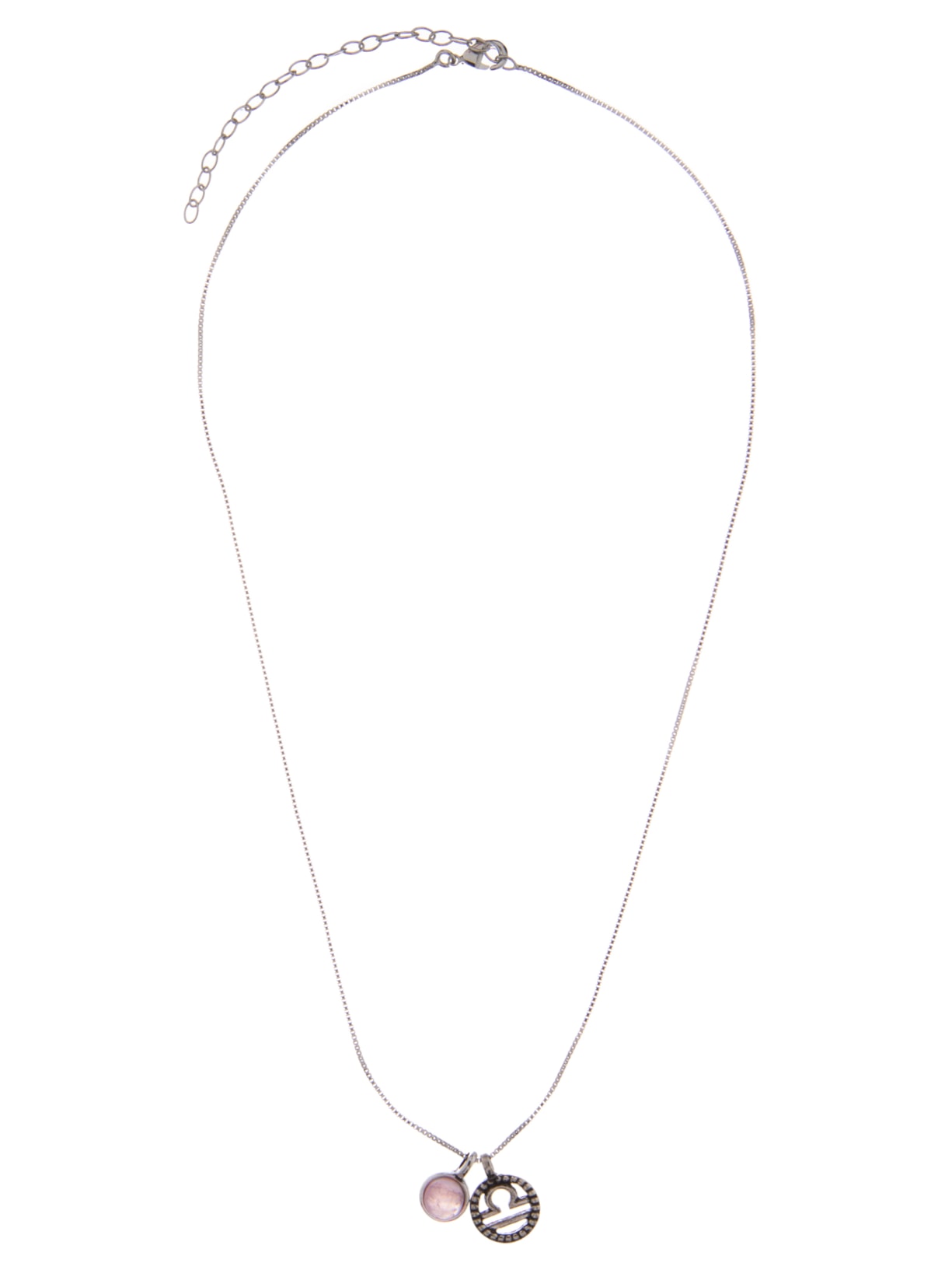 Colar Feminino Signo Libra Com Quartzo Rosa Folheado A Prata - Prata