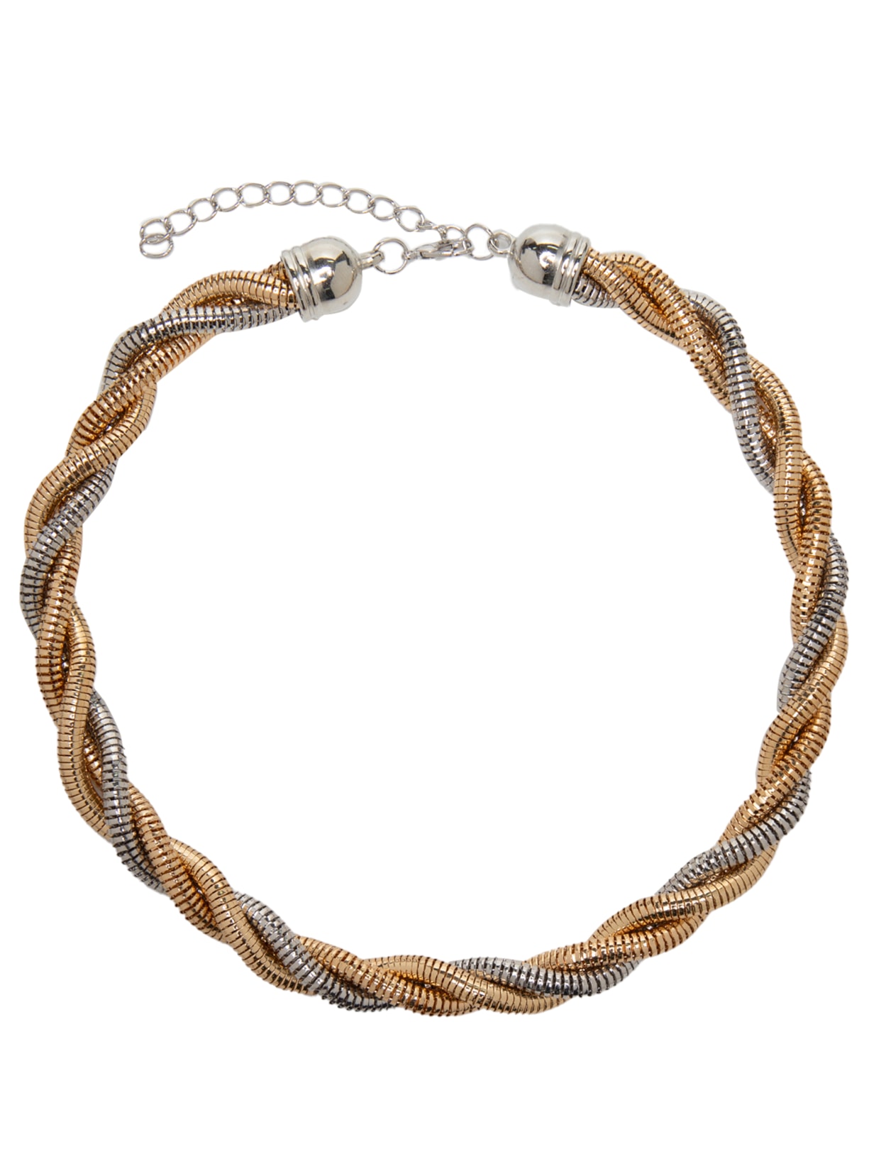 Colar Feminino Trançado Dois Banhos - Prateado