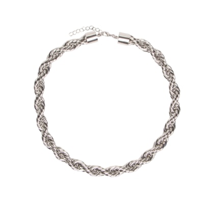 Colar Feminino Trançado - Prateado