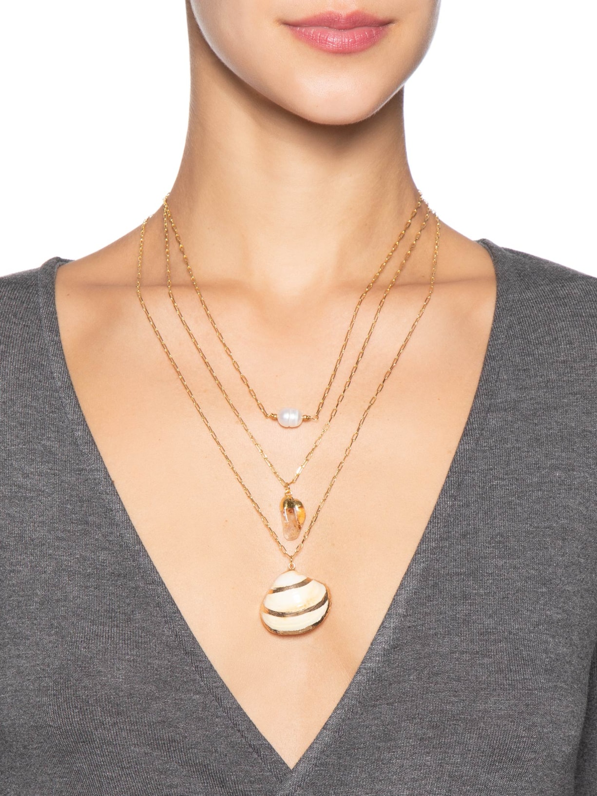 Colar Feminino Trio Beira Mar Dourado Dress To
