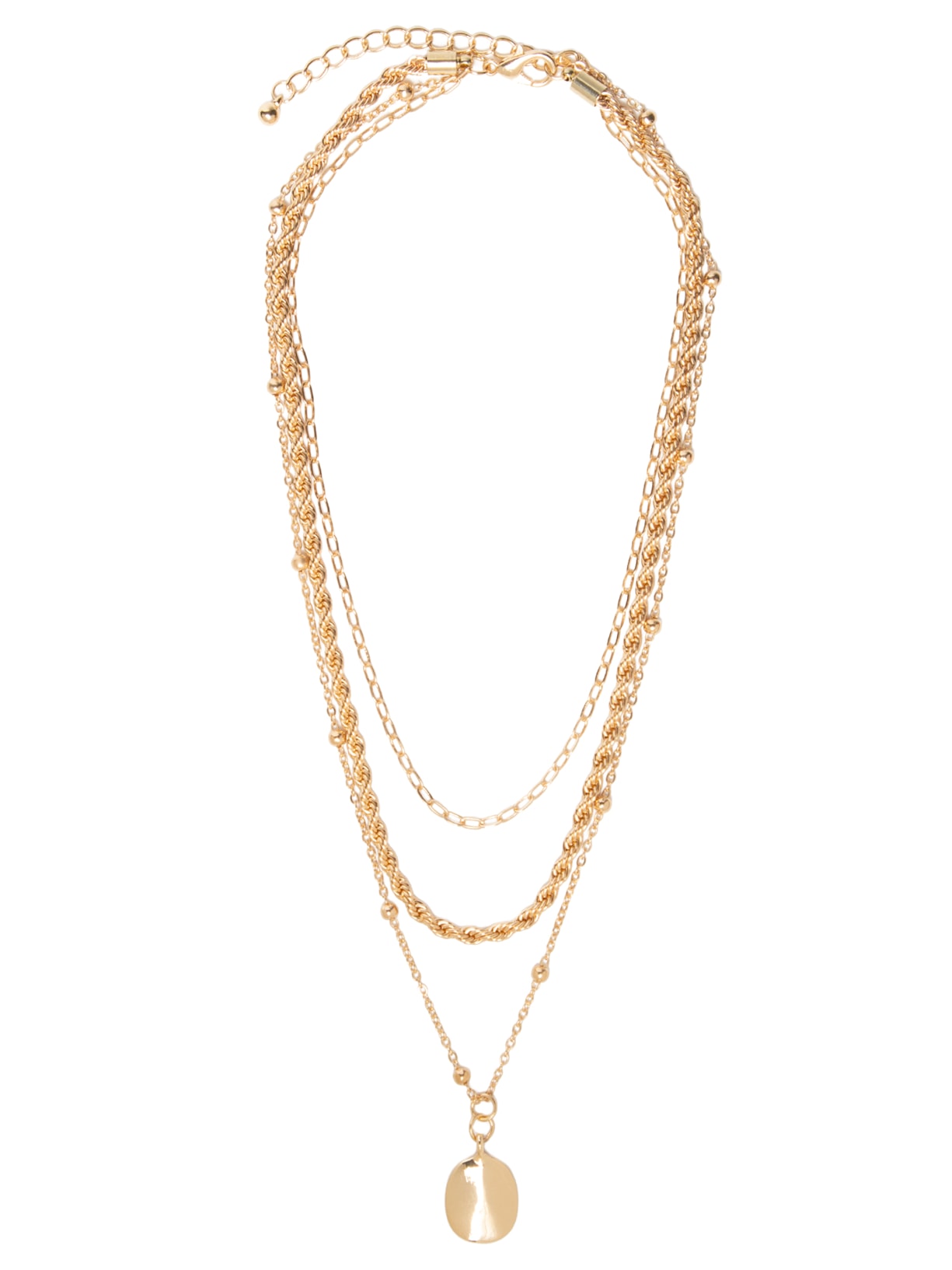 Colar Feminino Triplo Com Pingente - Dourado