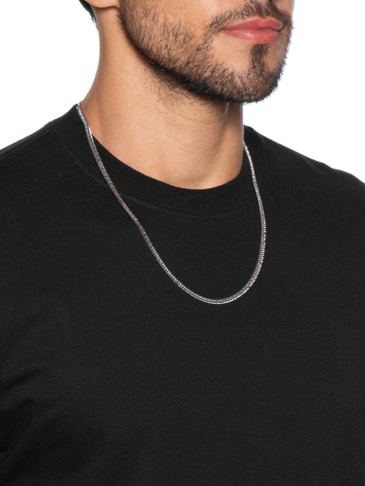 Colar Masculino Alcaraz De Aço 3,8mm Prateado Key Design