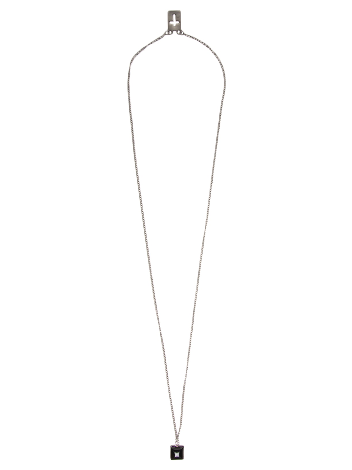 Colar Masculino Equilíbrio Escapulário de Corrente em Aço e Pedra Natural Ágata - Preto