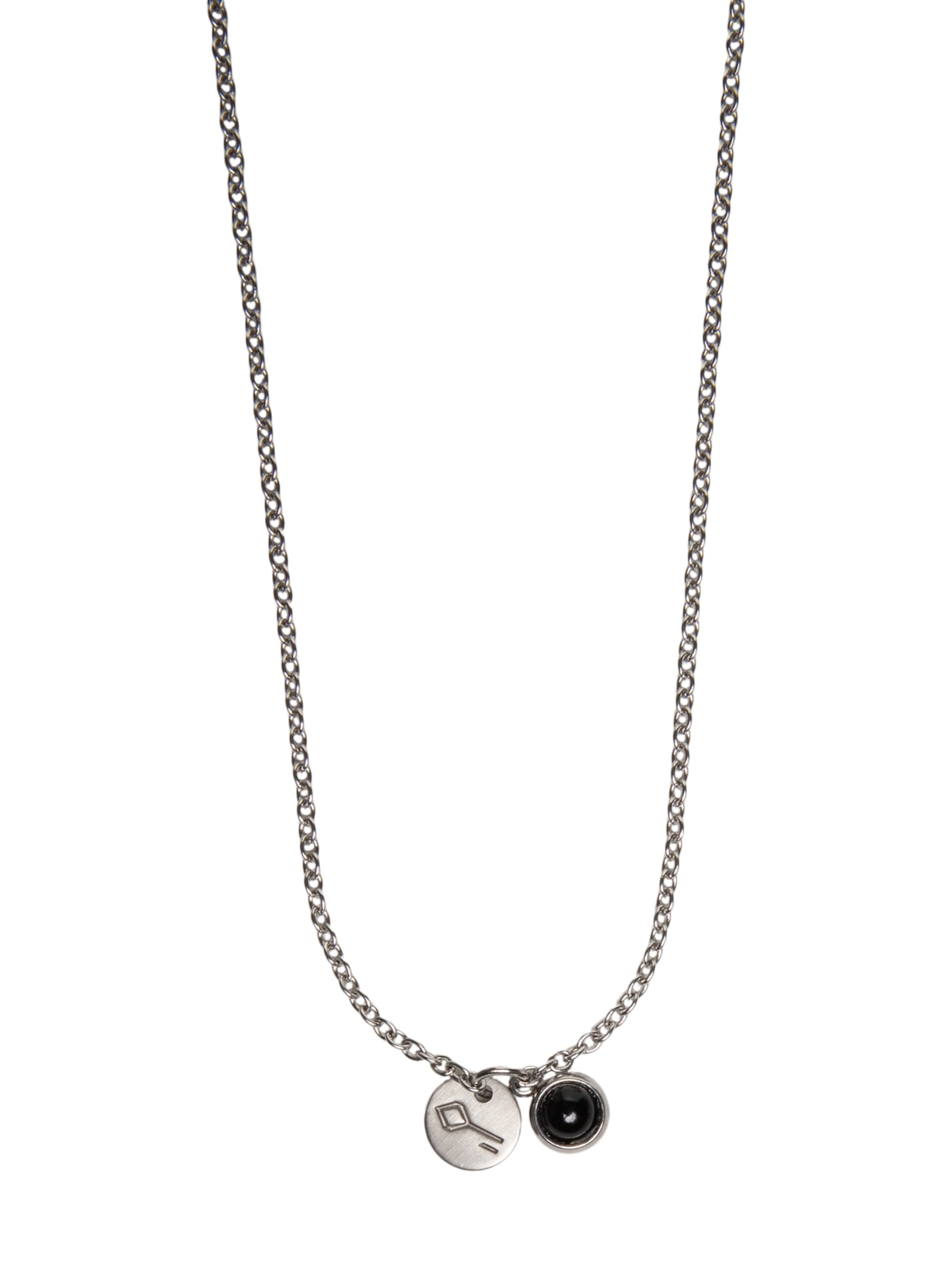 Colar Masculino Escapulário Cizeta de Corrente em Aço e Pedra Natural Ágata Prateado Key Design