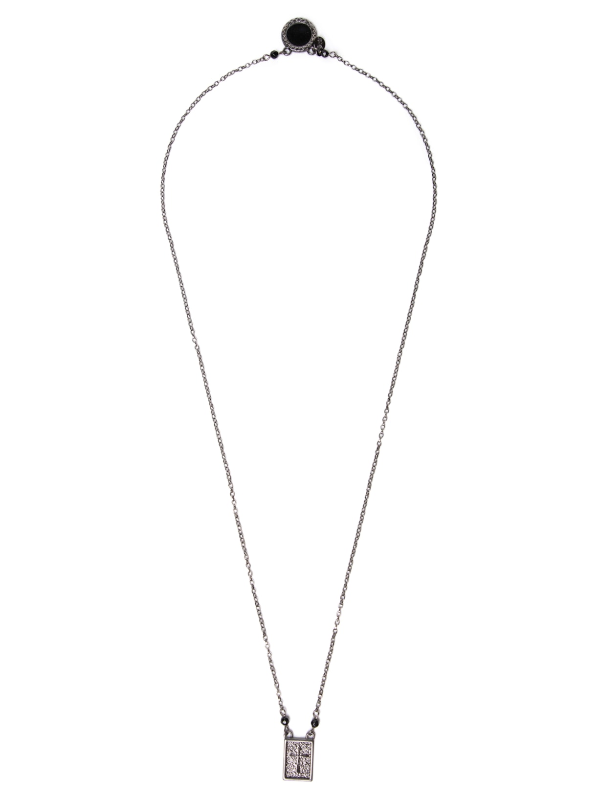 Colar Masculino Escapulario Onix Com Black - Cinza