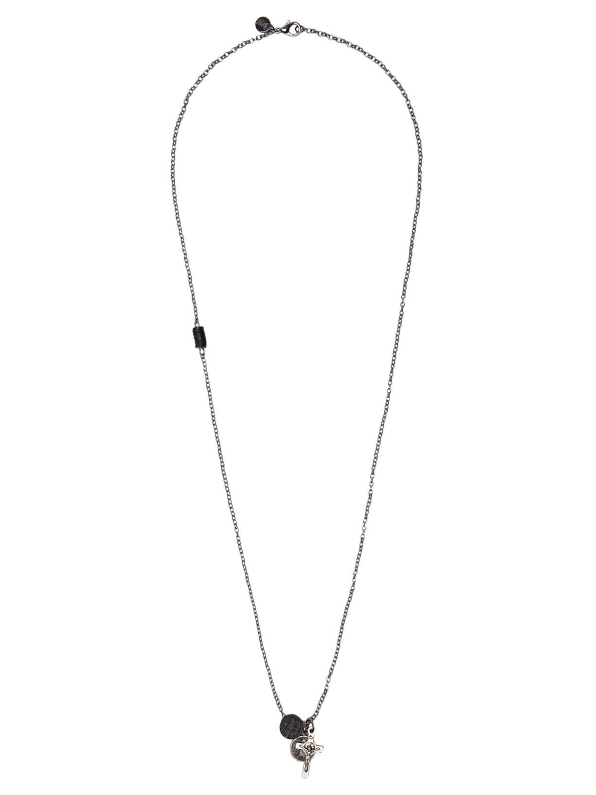 Colar Masculino Faith Black Silver - Prata