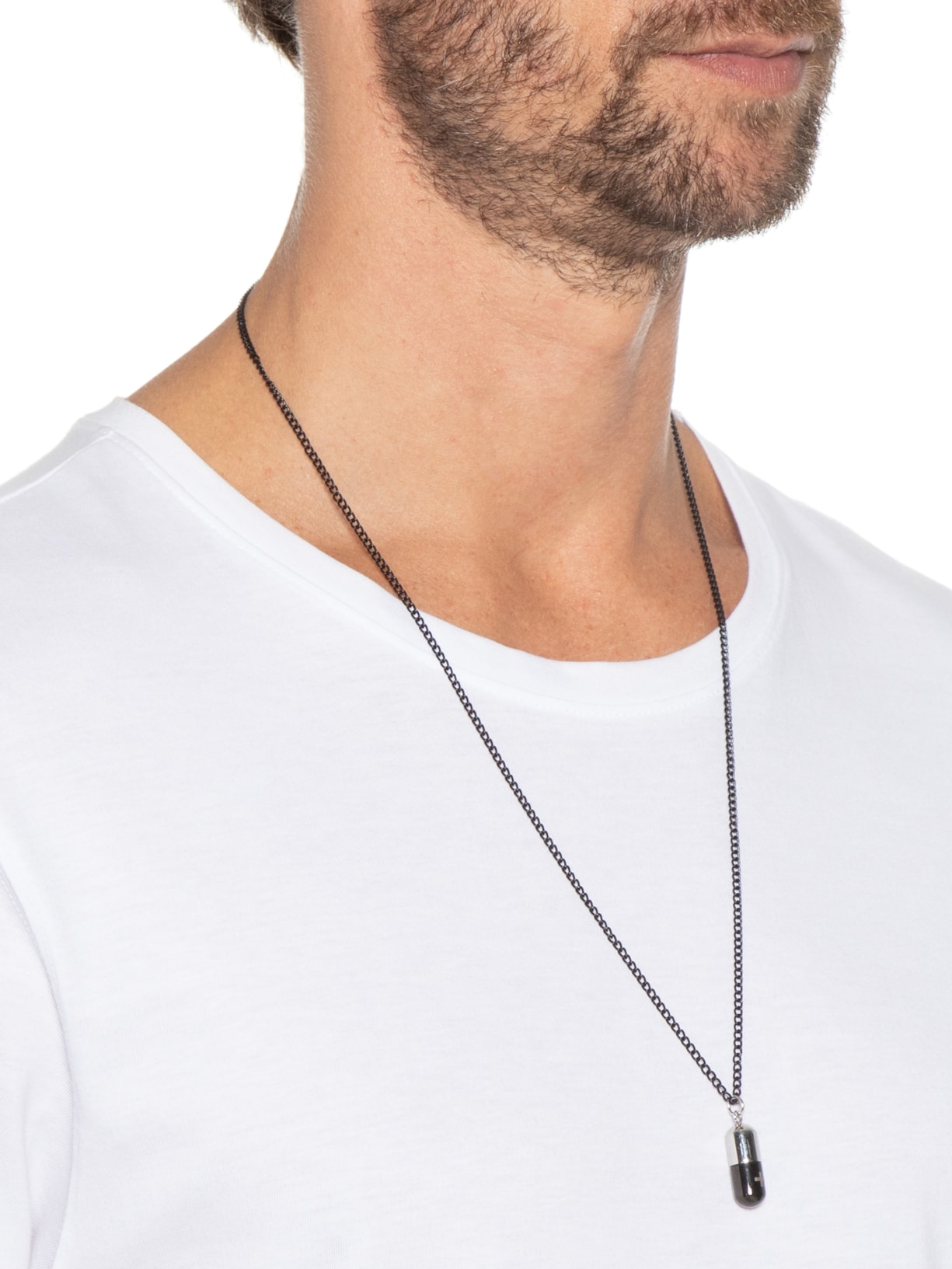 Colar Masculino Pills Black Silver Preto Sergio K