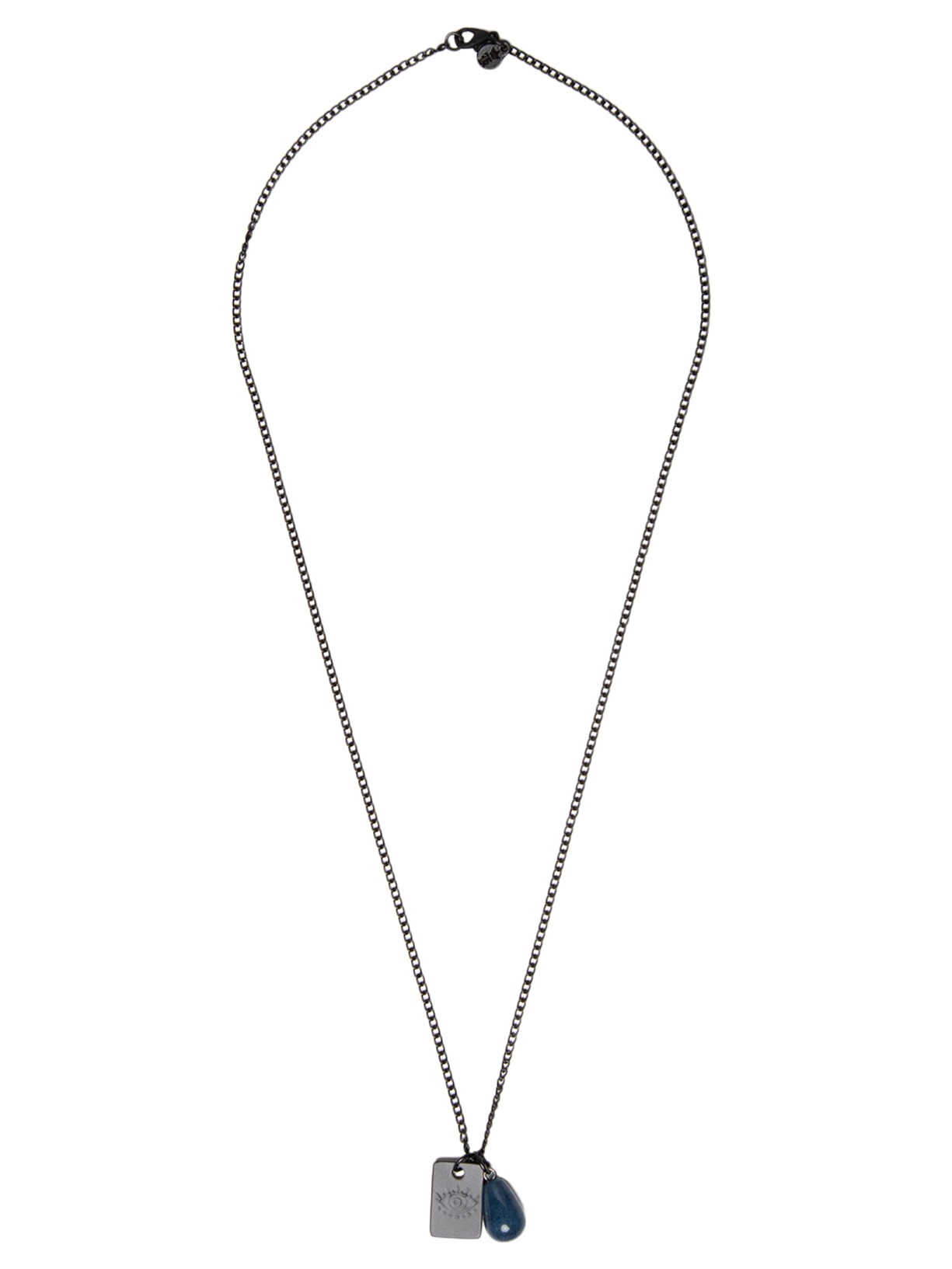 Colar Masculino Placa Olho Grego e Pedra - Preto