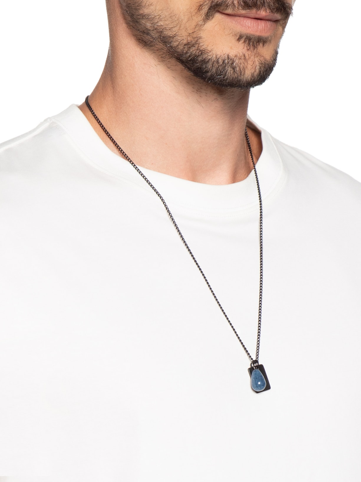 Colar Masculino Placa Olho Grego E Pedra Preto Sergio K