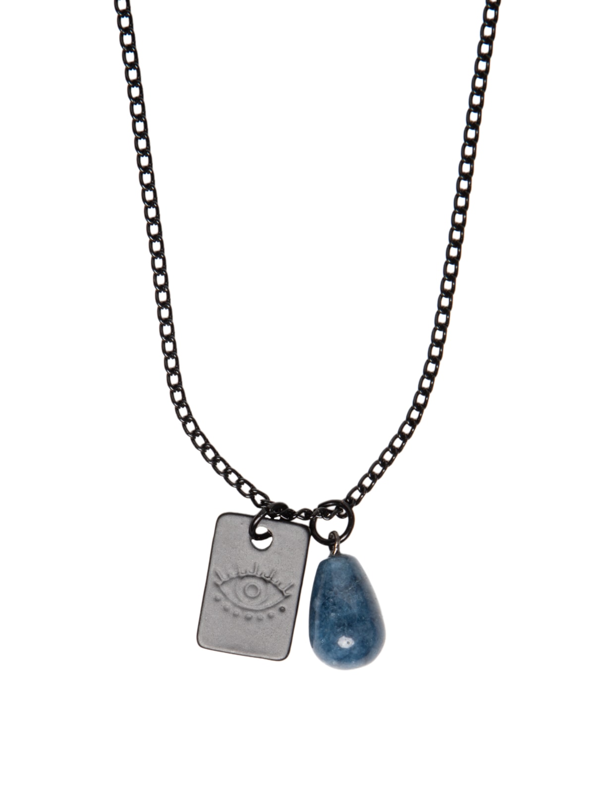 Colar Masculino Placa Olho Grego E Pedra Preto Sergio K