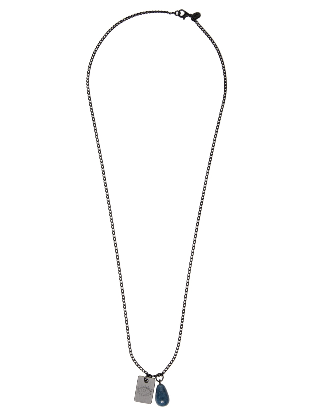 Colar Masculino Placa Olho Grego E Pedra - Preto