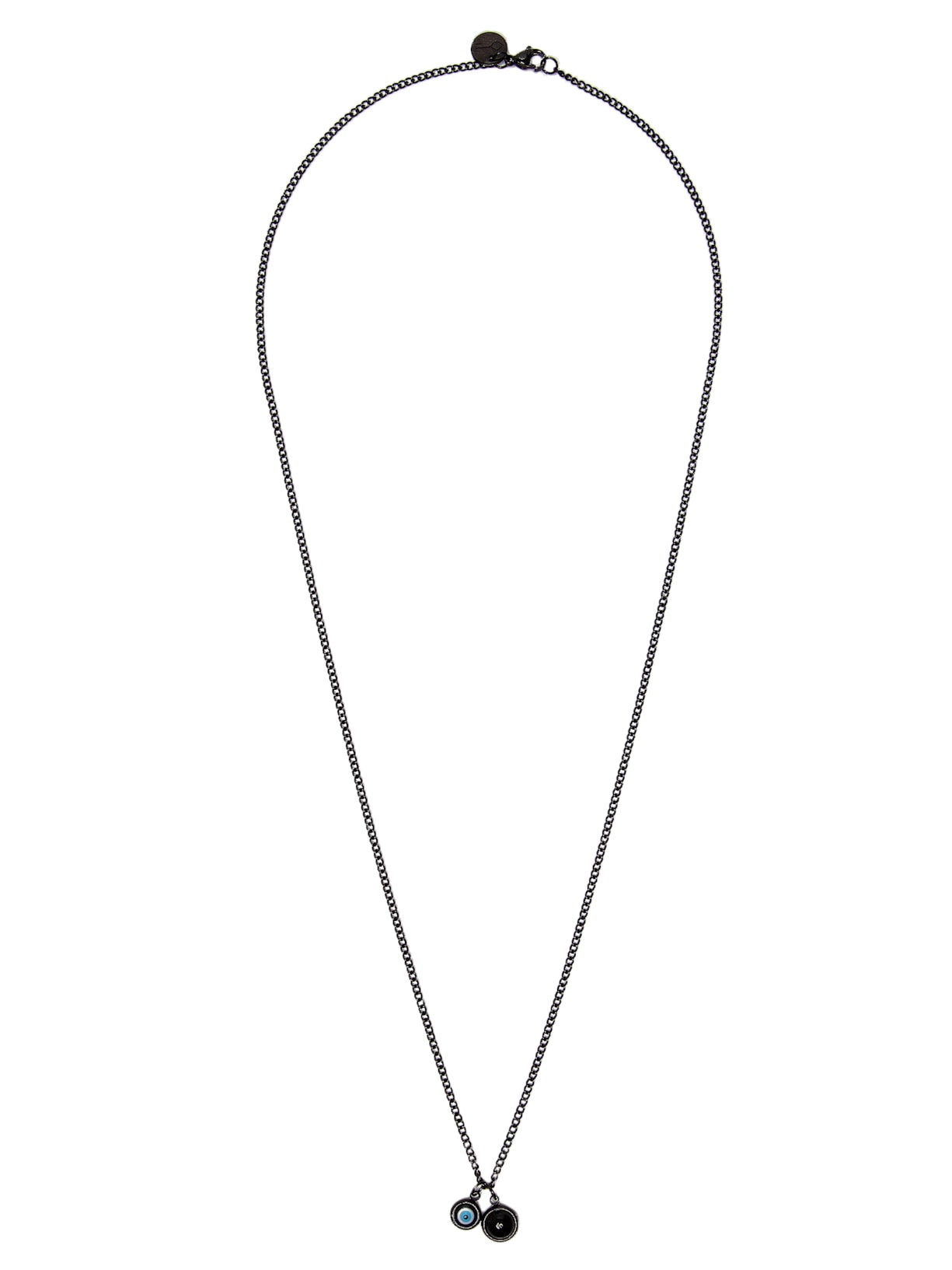 Colar Masculino Proteção De Aço Com Pedra Natural ágata - Preto