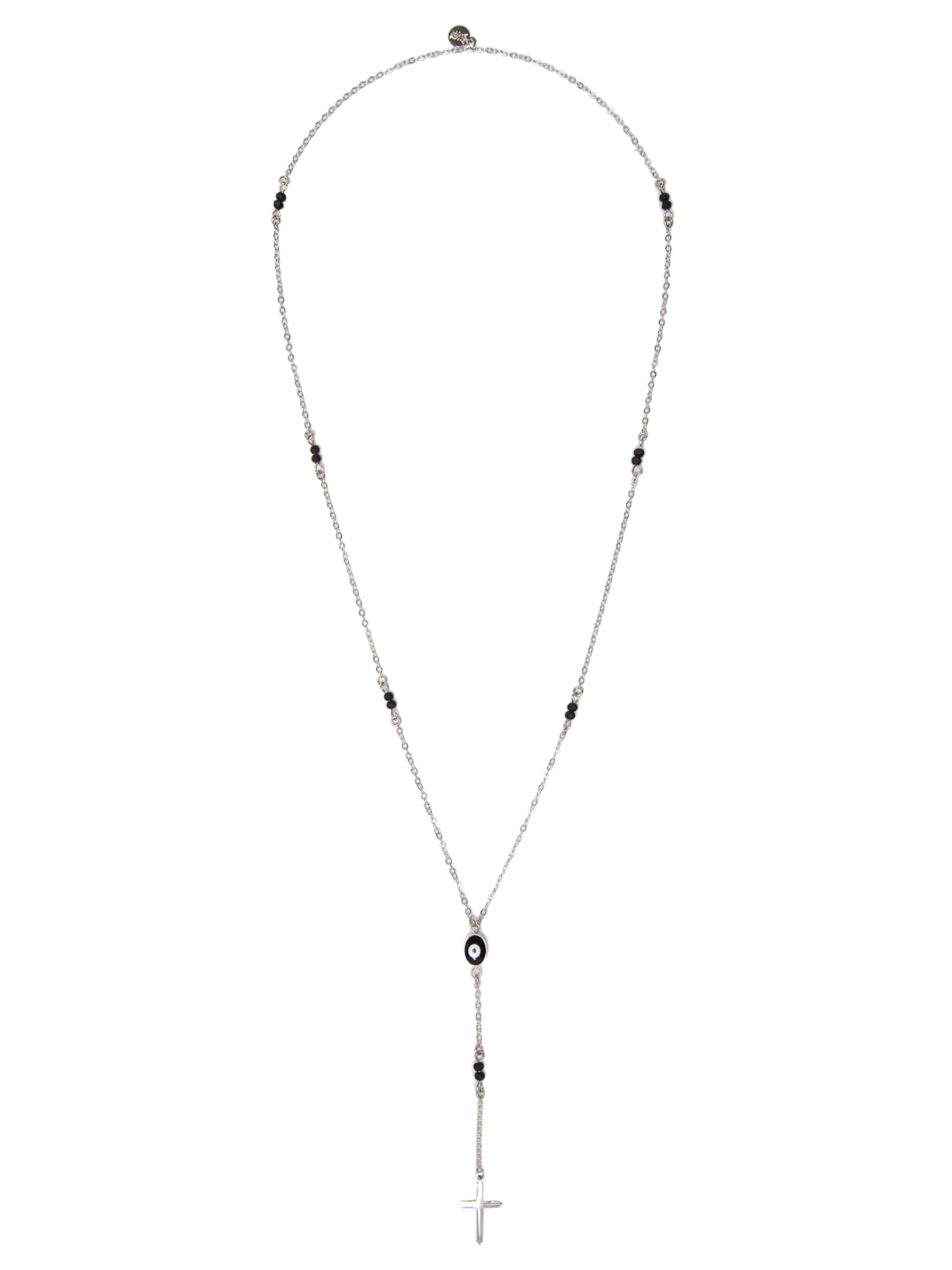 Colar Masculino Terço Platina - Preto