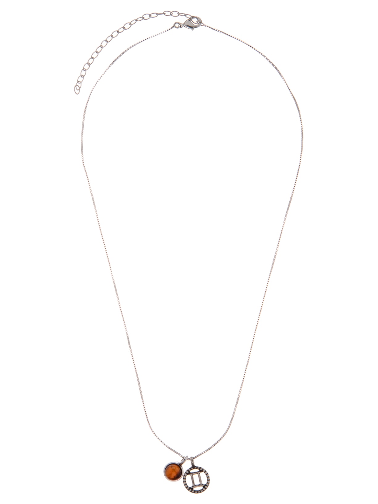 Colar Signo Gêmeos Com Pedra De Tigre Folhado A Prata - Prata