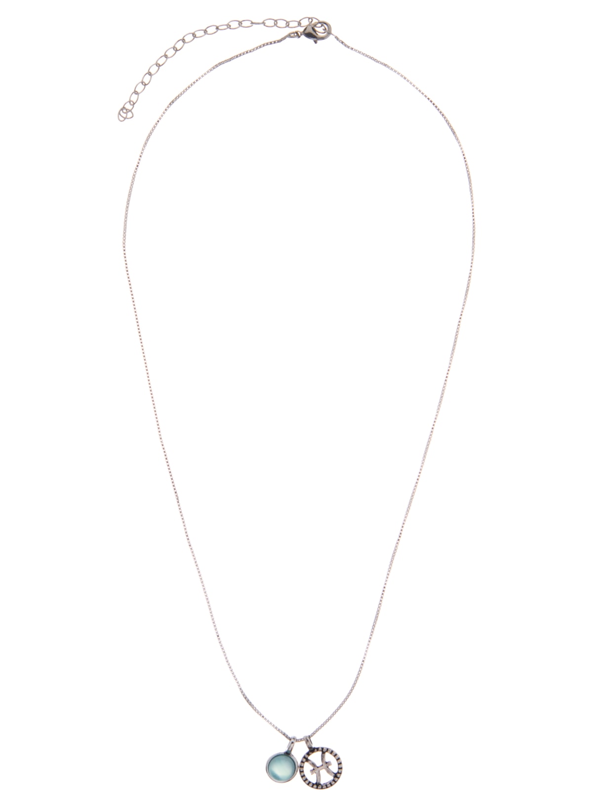 Colar Signo Peixes Com Agata Azul Céu Folheado A Prata - Prata