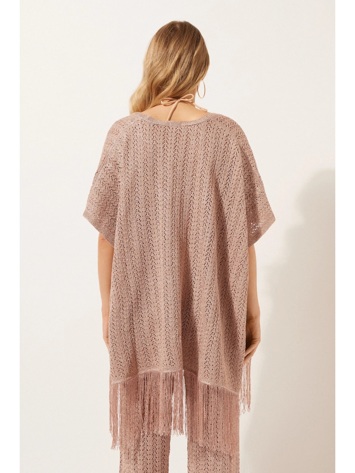 Colete Em Crochê Lamê Bege Calzedonia