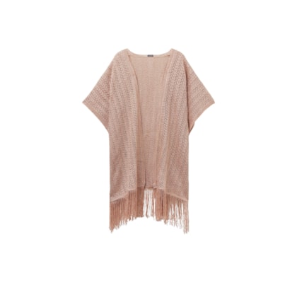 Colete Em Crochê Lamê - Bege