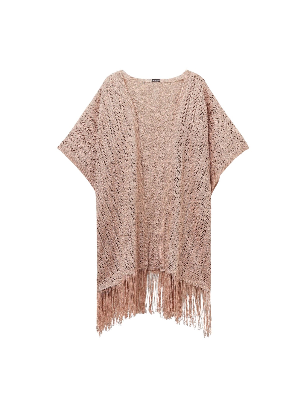 Colete Em Crochê Lamê - Bege