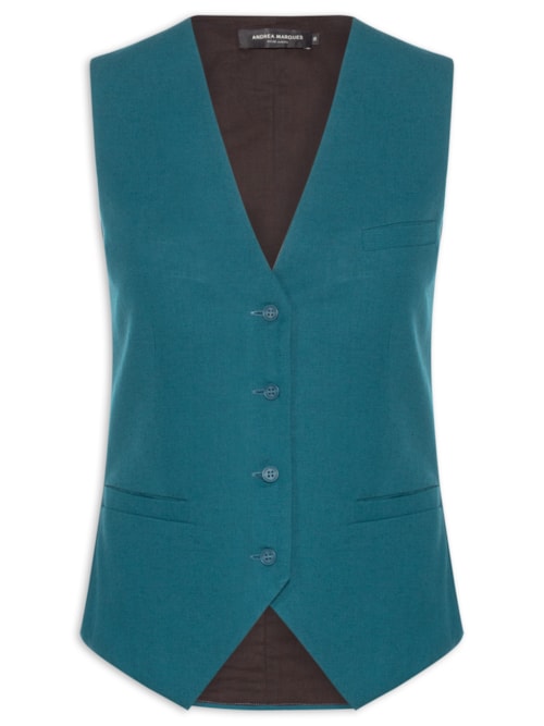 Colete Feminino Acinturado Curto - Azul