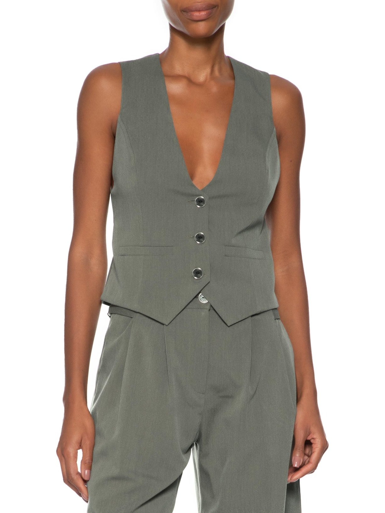 Colete Feminino Alfaiataria Abertura Costas Cinza Animale Jeans