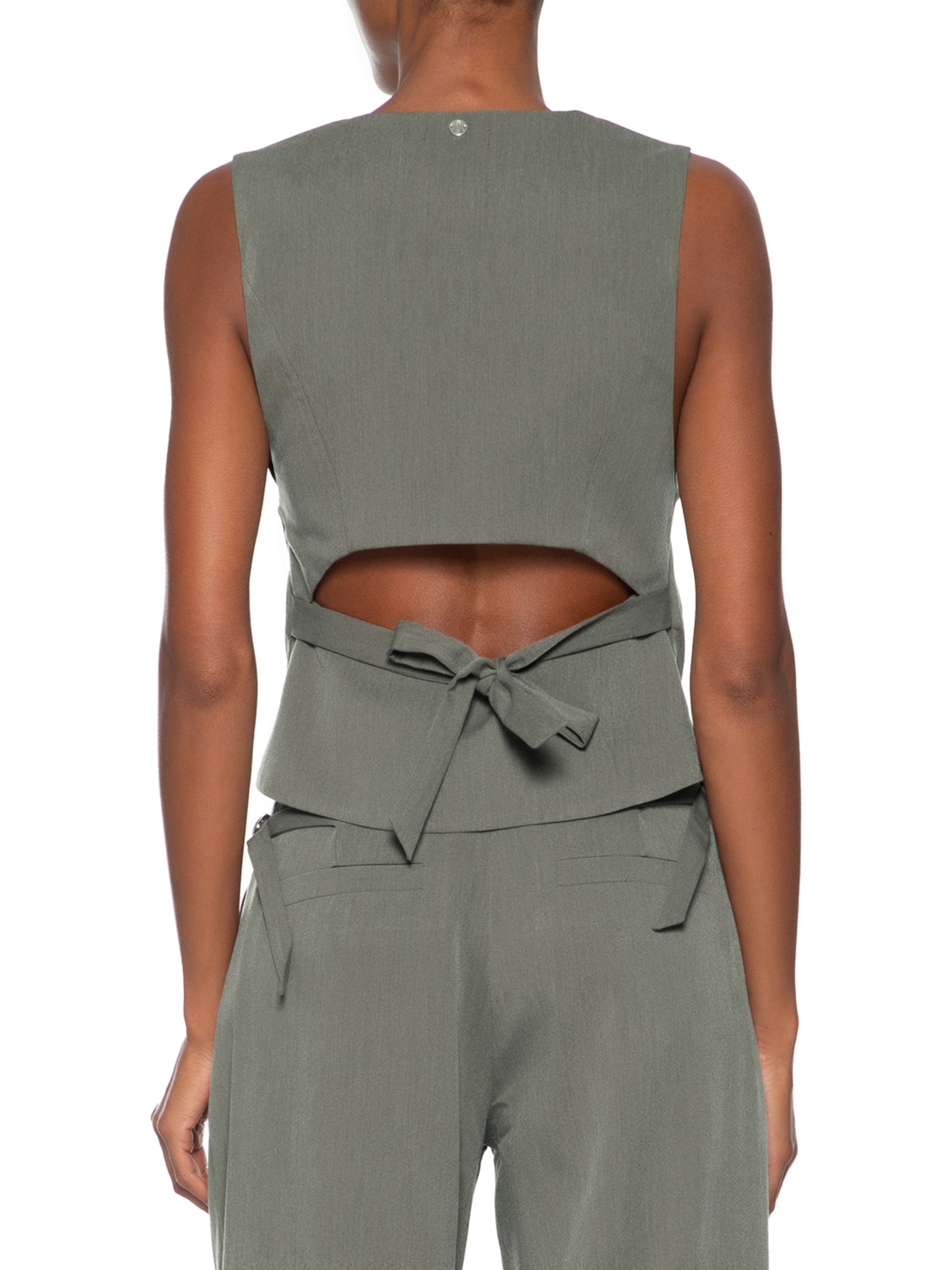 Colete Feminino Alfaiataria Abertura Costas Cinza Animale Jeans