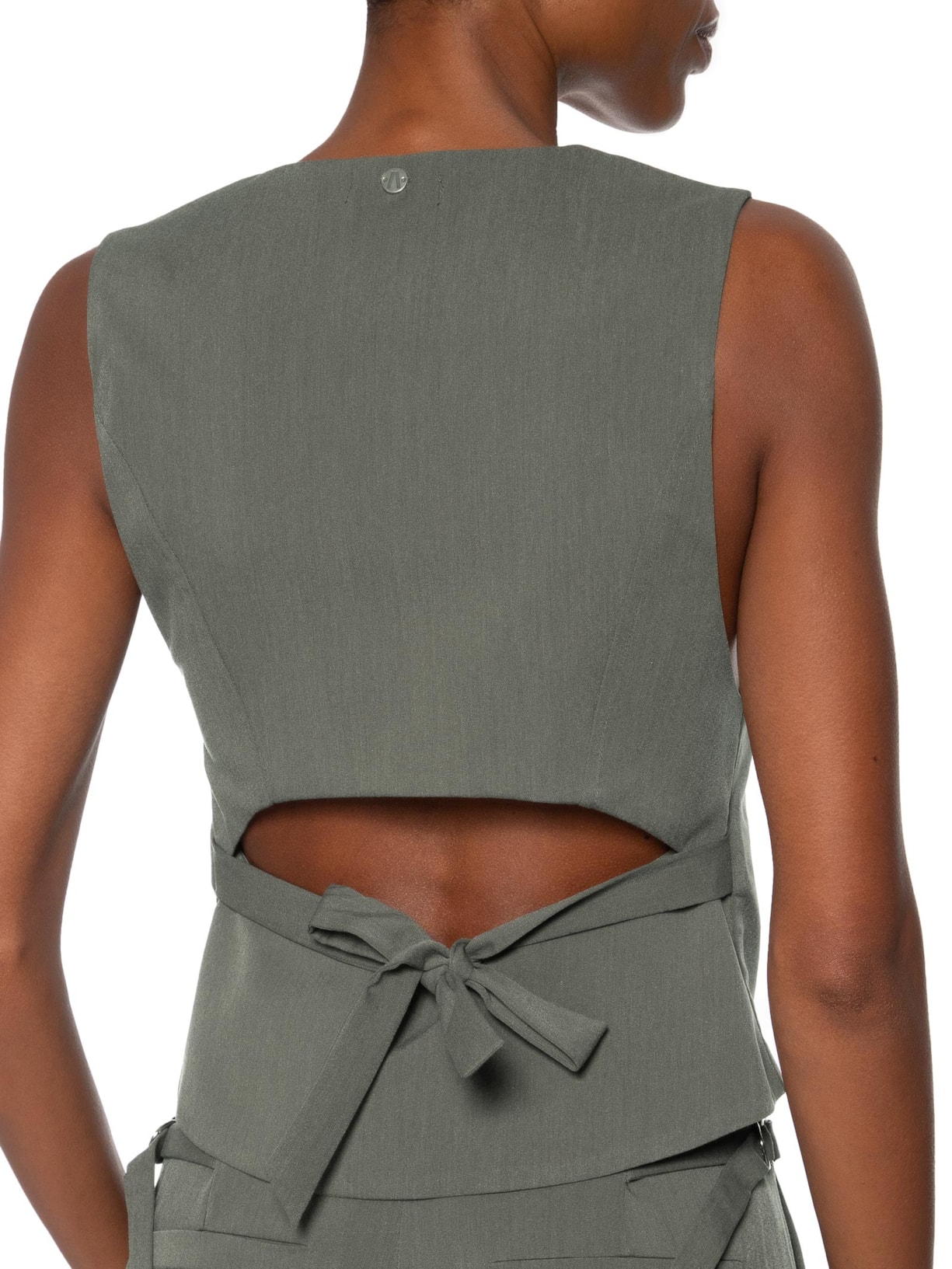 Colete Feminino Alfaiataria Abertura Costas Cinza Animale Jeans