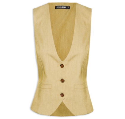 Colete Feminino Alfaiataria Abertura Costas - Marrom