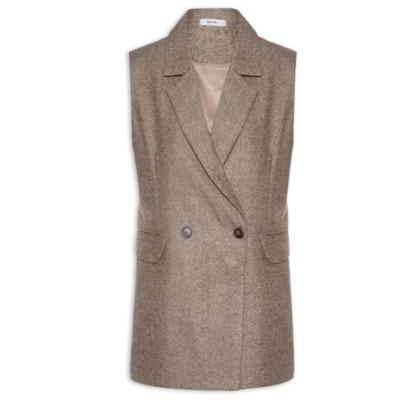 Colete Feminino Alfaiataria Alongada - Bege