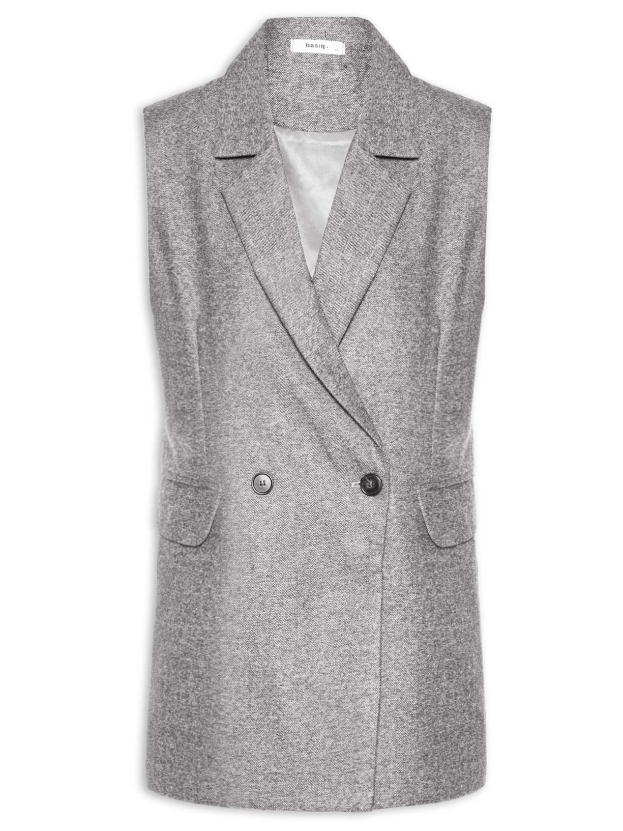 Colete Feminino Alfaiataria Alongada - Cinza