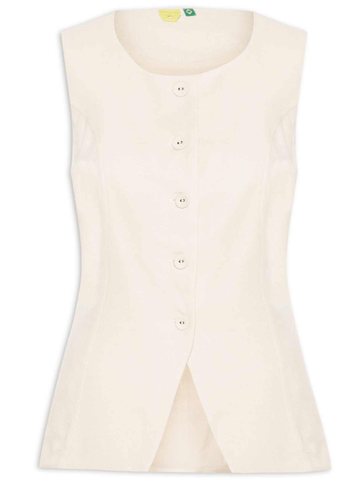 Colete Feminino Alfaiataria Botões - Bege