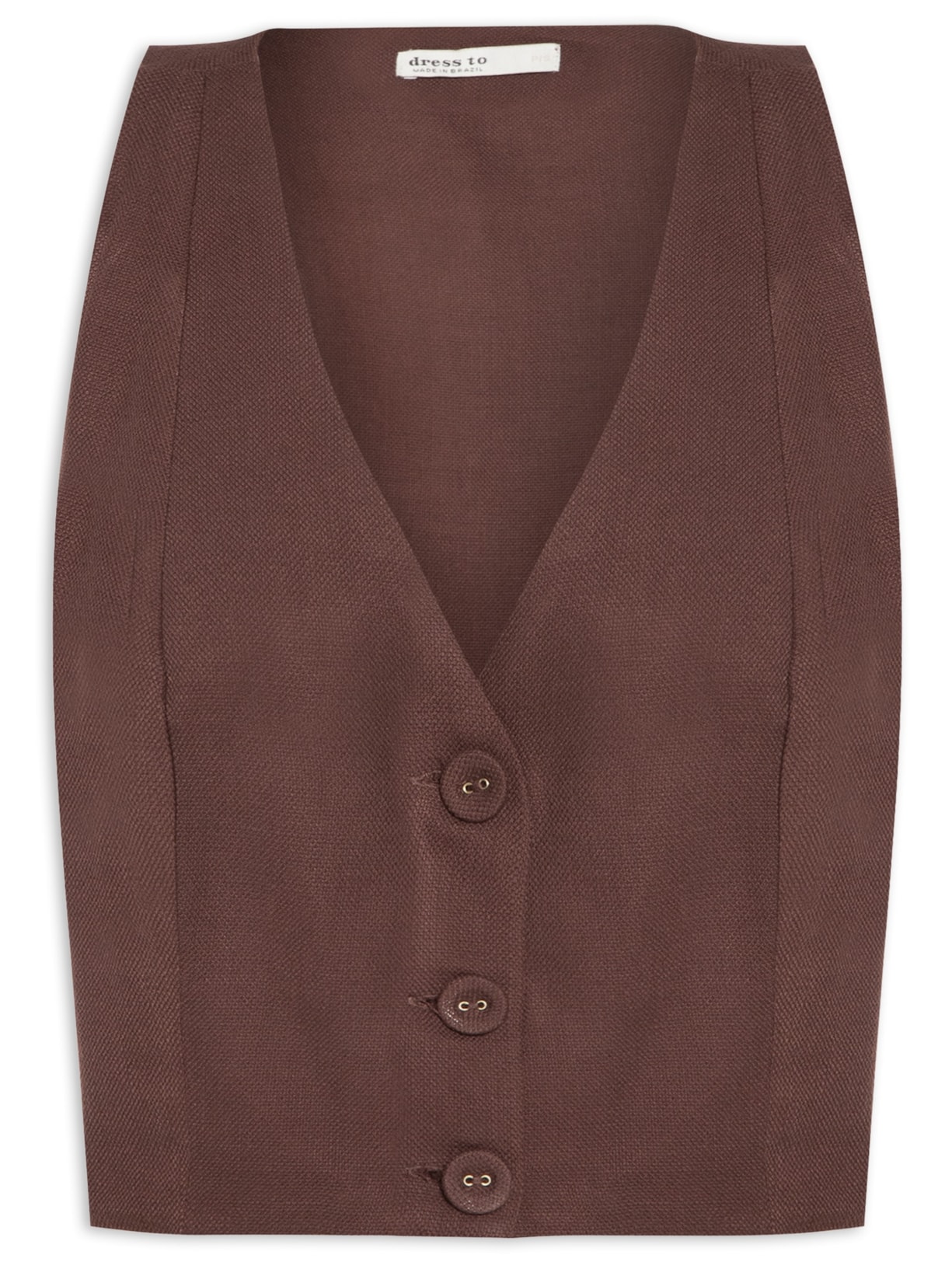 Colete Feminino Alfaiataria Botões - Marrom